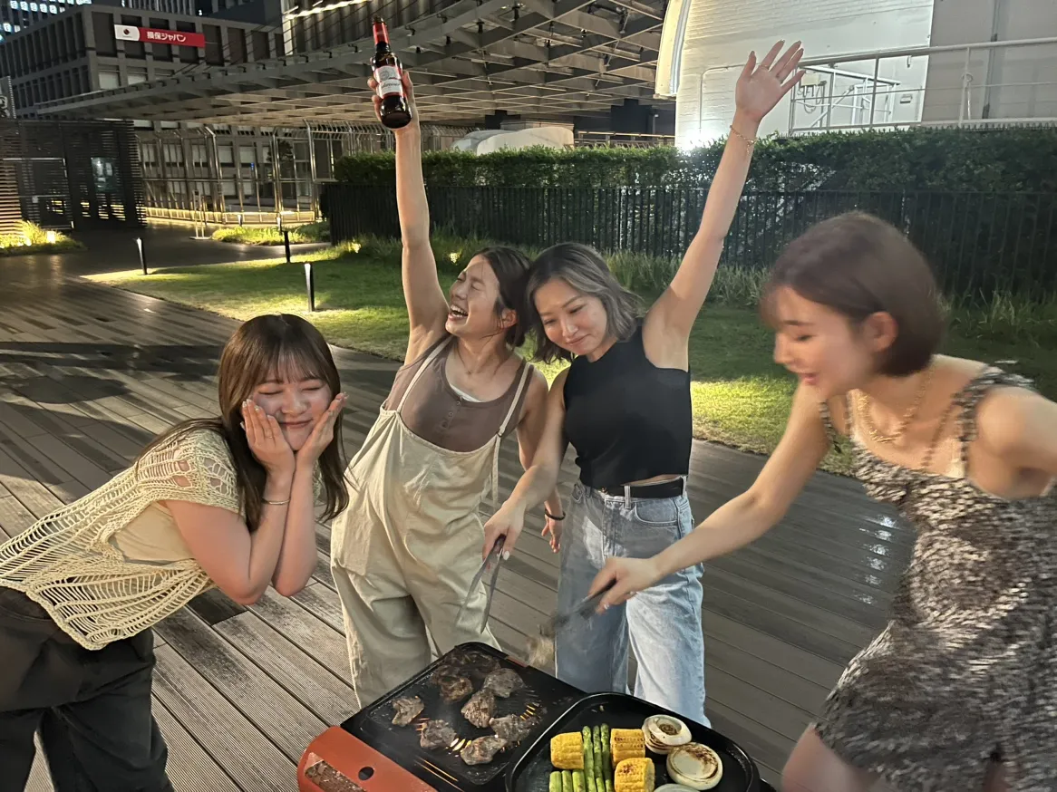 BBQで乾杯